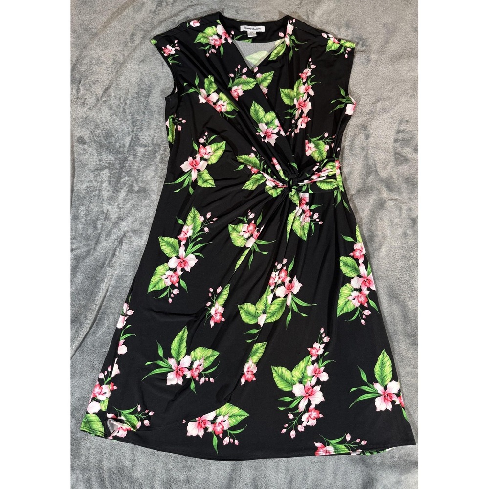 Tommy Bahama Black Maxi Dress with Pink Floral Print
